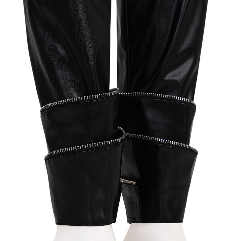 Kpop Zoey Cosplay Costume Black Leather Jacket Women Halloween Suit
