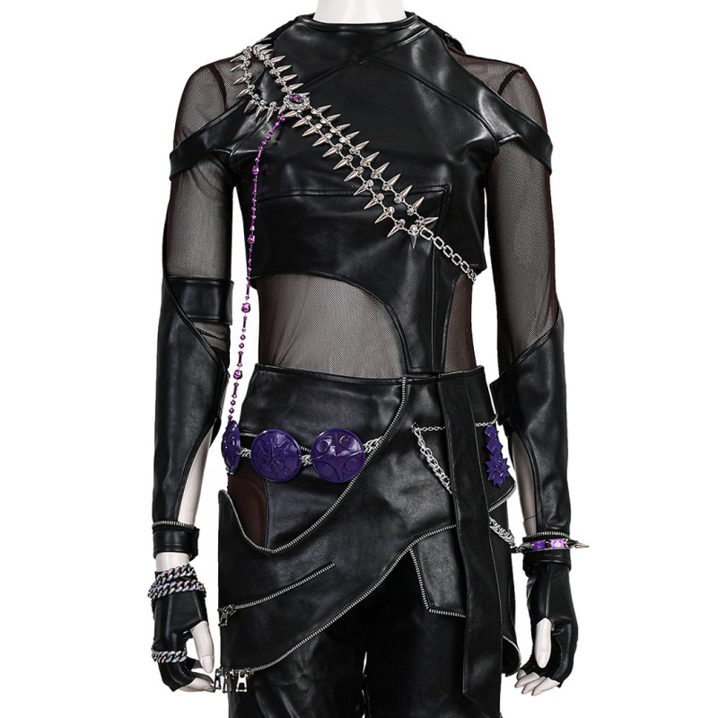 Kpop Zoey Cosplay Costume Black Leather Jacket Women Halloween Suit