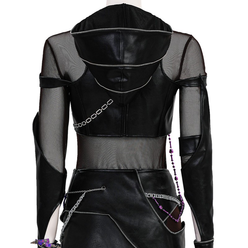 Kpop Zoey Cosplay Costume Black Leather Jacket Women Halloween Suit