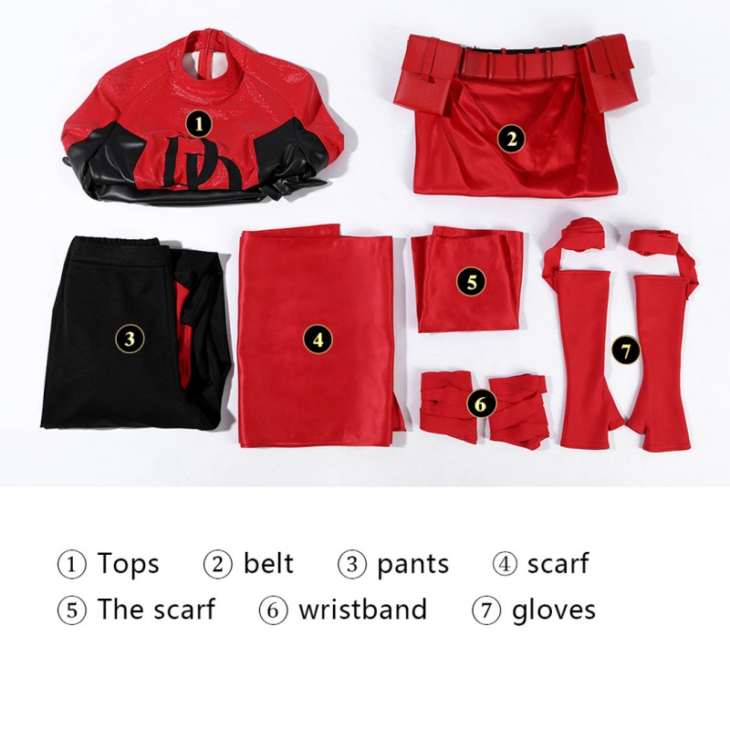 Elektra Natchios Red Costume Daredevil Women Halloween Cosplay Suit