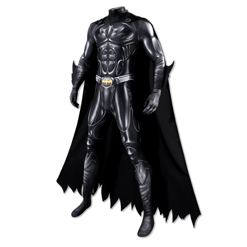 Bruce Thomas Wayne Black Jumpsuit Bat Forever Cosplay Costume Polyester Printed Suit