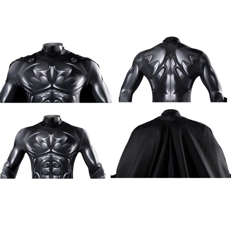 Bruce Thomas Wayne Black Jumpsuit Bat Forever Cosplay Costume Polyester Printed Suit