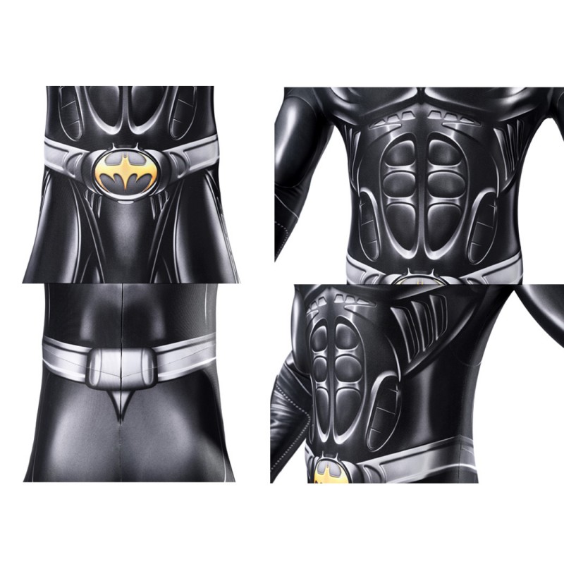 Bruce Thomas Wayne Black Jumpsuit Bat Forever Cosplay Costume Polyester Printed Suit