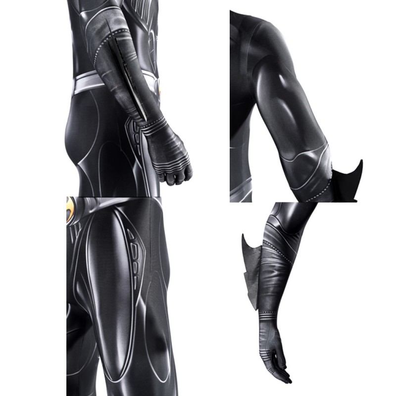 Bruce Thomas Wayne Black Jumpsuit Bat Forever Cosplay Costume Polyester Printed Suit