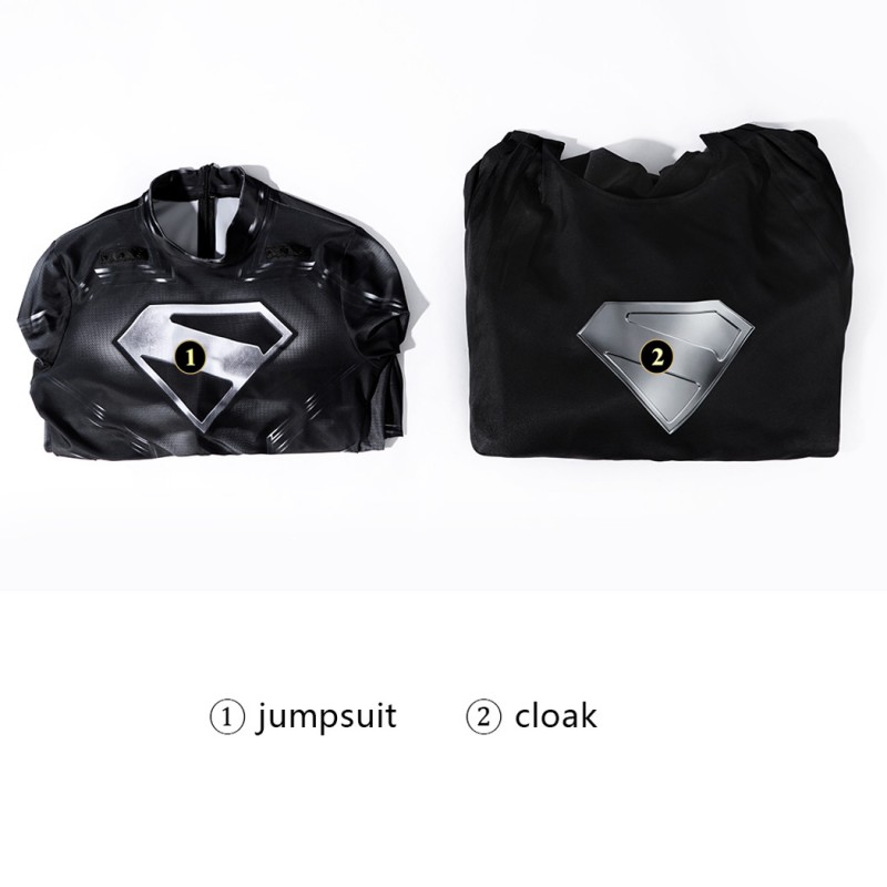 Legacy Clark Kent Black Jumpsuit Cosplay Costume Male Polyester Printed Suit