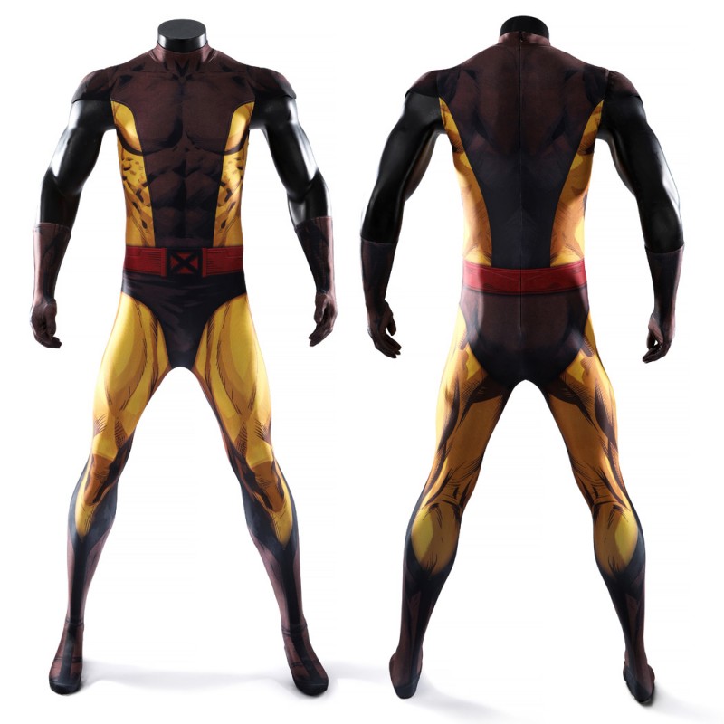 X-Men Wolverine Brown Jumpsuit Cosplay Costume Adult Polyester Suit