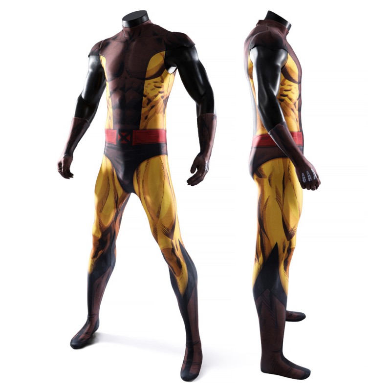 X-Men Wolverine Brown Jumpsuit Cosplay Costume Adult Polyester Suit