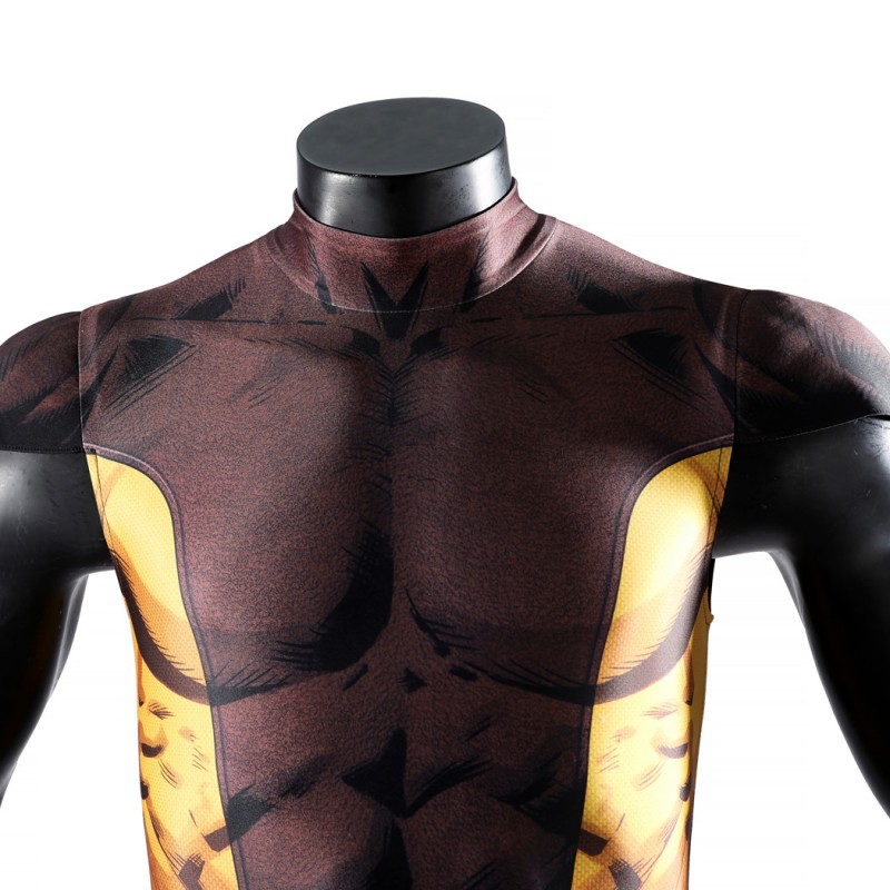 X-Men Wolverine Brown Jumpsuit Cosplay Costume Adult Polyester Suit