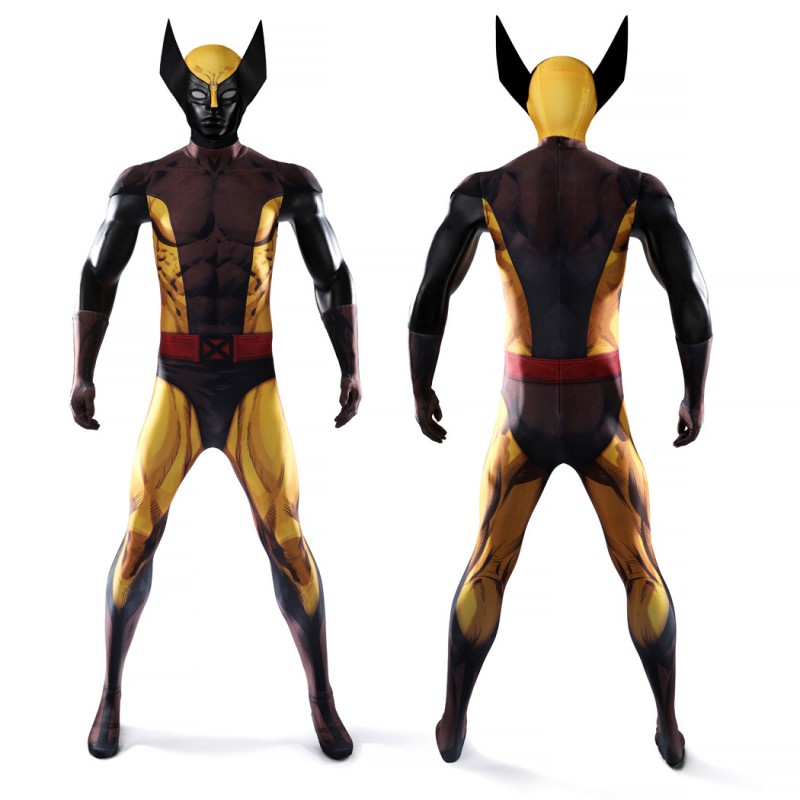 X-Men Wolverine Brown Jumpsuit Cosplay Costume Adult Polyester Suit