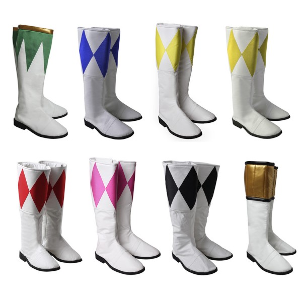 Multiple Colors Power Rangers Boots Mighty Morphin Shoes MMPR Cosplay ...
