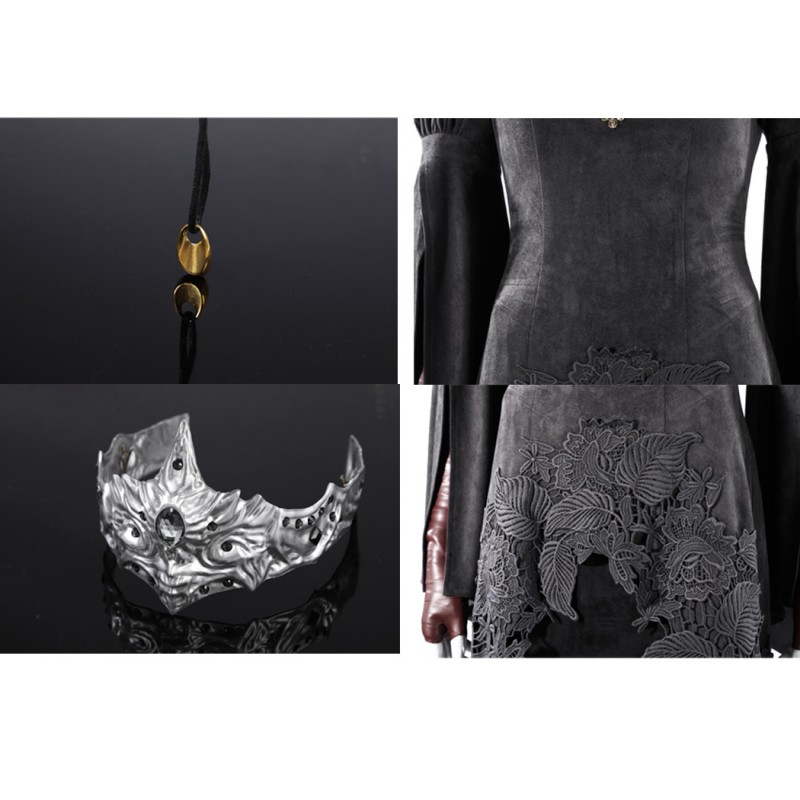 Dark Souls 3 Fire Keeper Cosplay Costume Black Dress Cloak Women Halloween Suit