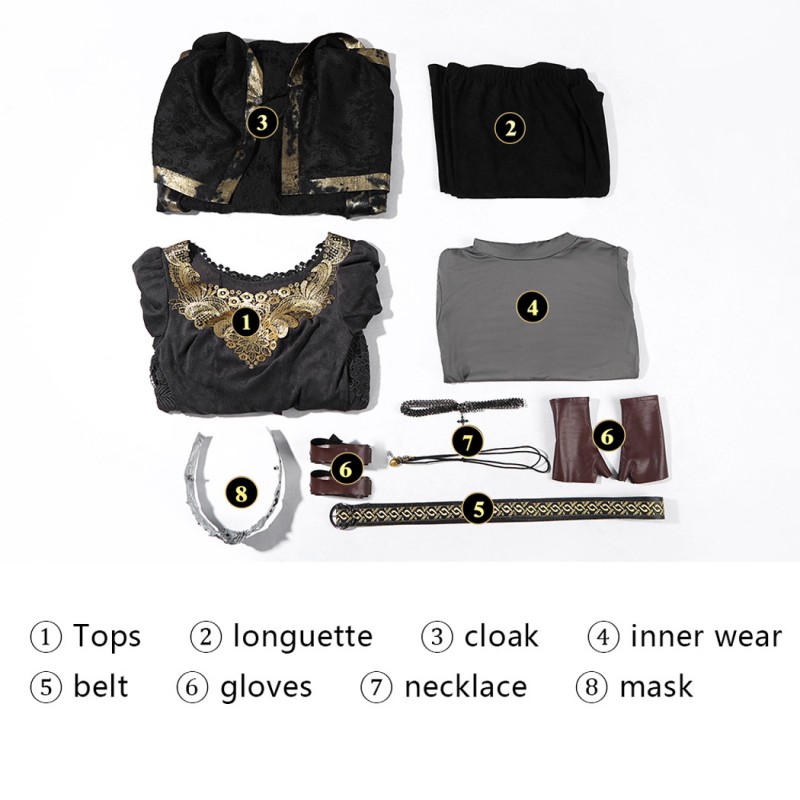 Dark Souls 3 Fire Keeper Cosplay Costume Black Dress Cloak Women Halloween Suit