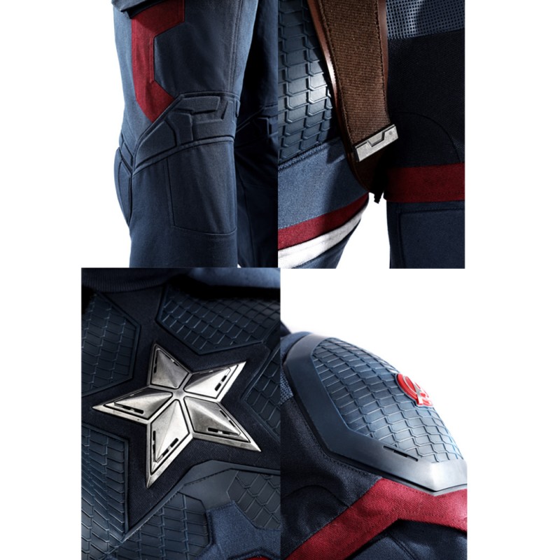Captain America Steve Rogers Cosplay Costume Avengers Endgame Superhero Suit Deluxe Version