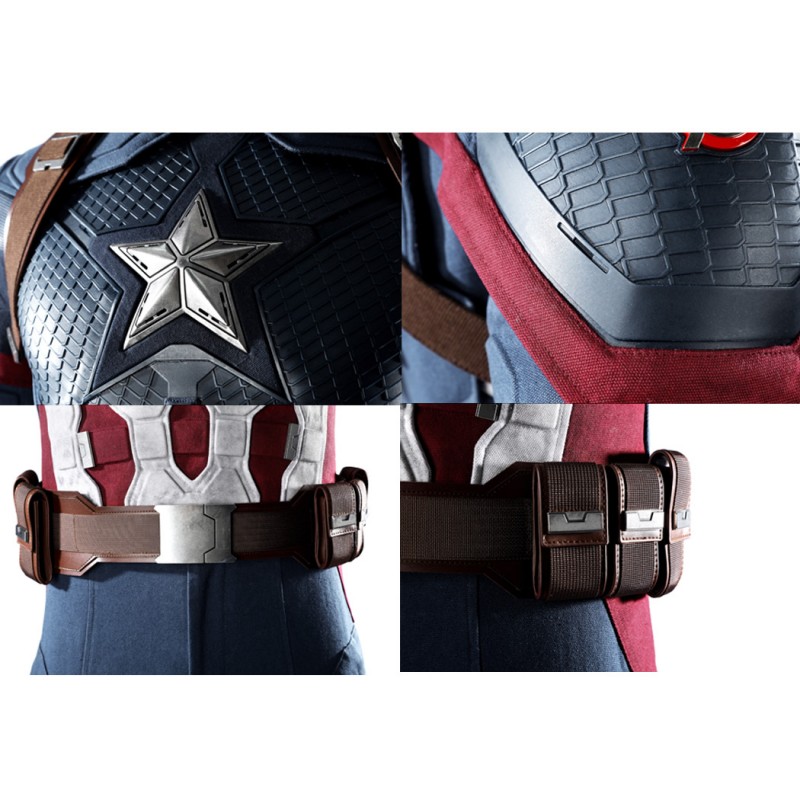 Captain America Steve Rogers Cosplay Costume Avengers Endgame Superhero Suit Deluxe Version