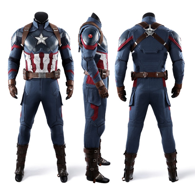 Captain America Steve Rogers Cosplay Costume Avengers Endgame Superhero Suit Deluxe Version