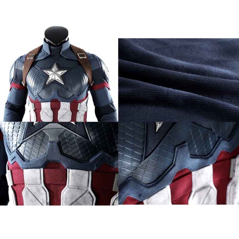 Captain America Steve Rogers Cosplay Costume Avengers Endgame Superhero Suit Deluxe Version