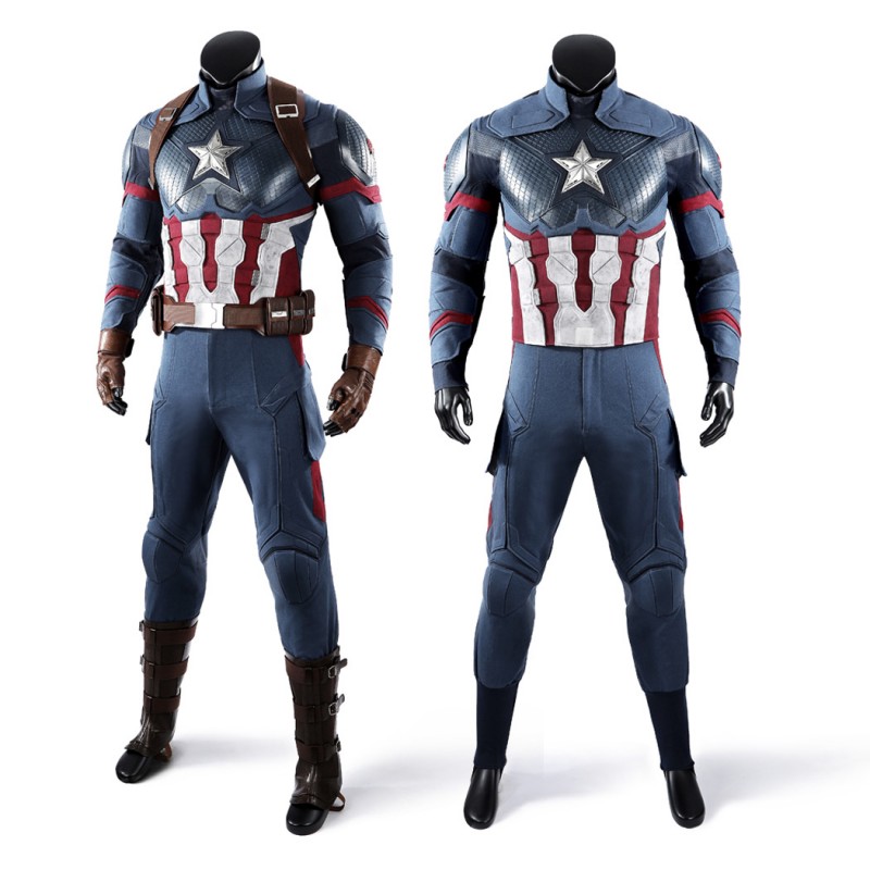 Captain America Steve Rogers Cosplay Costume Avengers Endgame Superhero Suit Deluxe Version