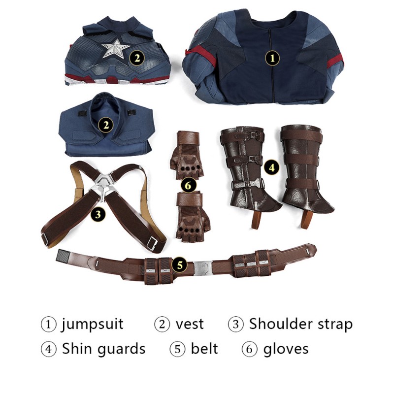 Captain America Steve Rogers Cosplay Costume Avengers Endgame Superhero Suit Deluxe Version
