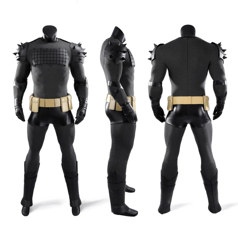 Bruce Wayne Absolute Cosplay Costume Men Superhero Leather Black Suit