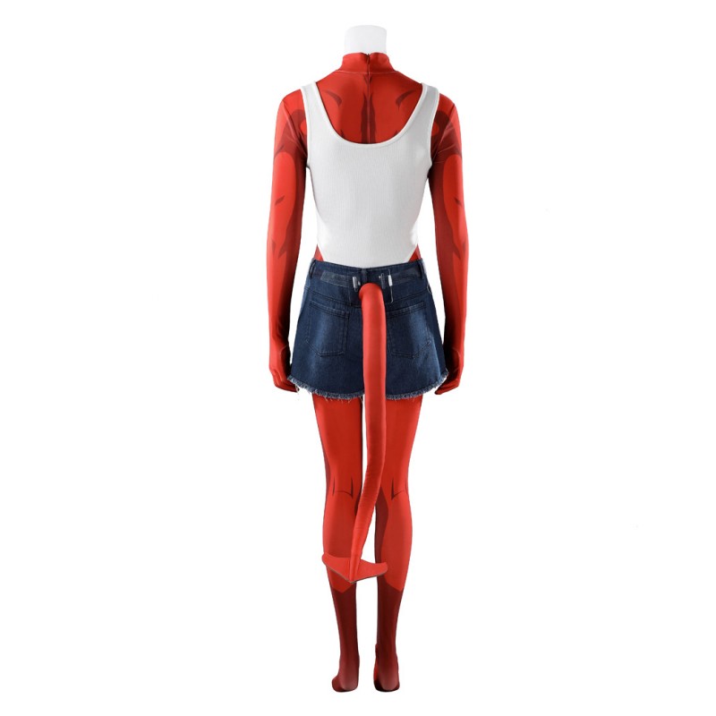 Dispatch Malevola Cosplay Costume Red Bodysuit for Women with Tail Full Set