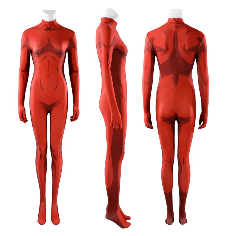 Dispatch Malevola Cosplay Costume Red Bodysuit for Women with Tail Full Set