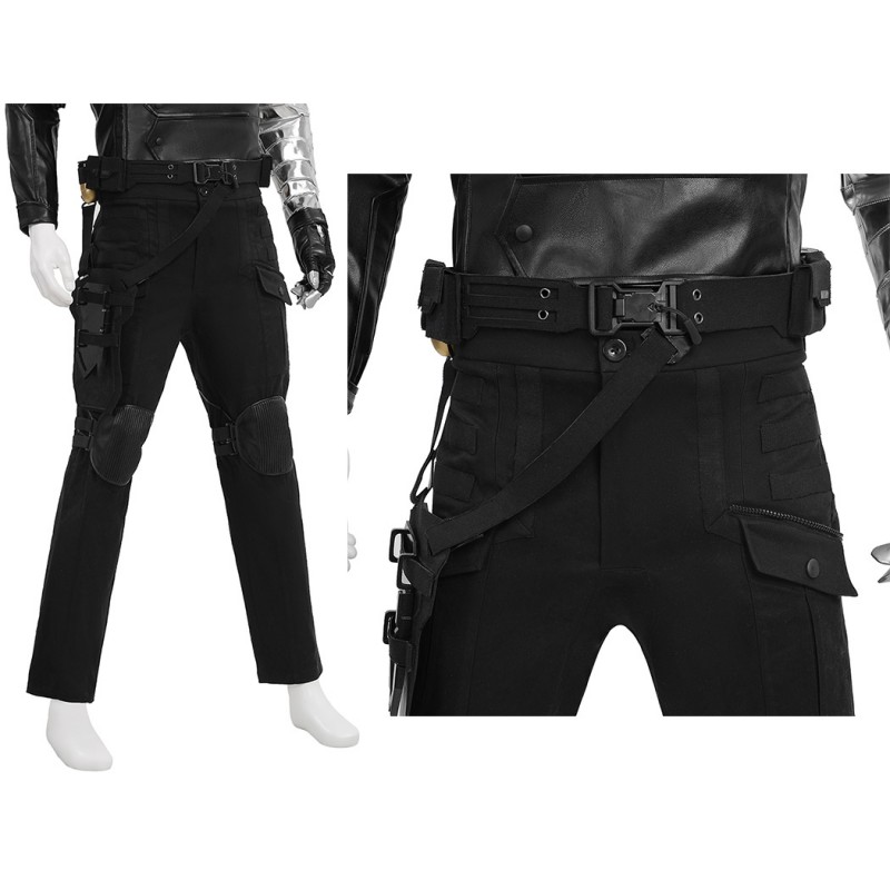 Captain America The Winter Soldier Cosplay Costume Bucky Barnes Black Suit Full Set