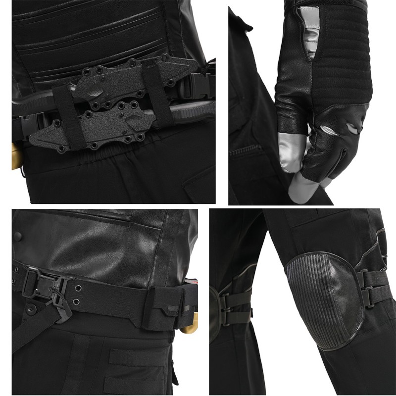 Captain America The Winter Soldier Cosplay Costume Bucky Barnes Black Suit Full Set
