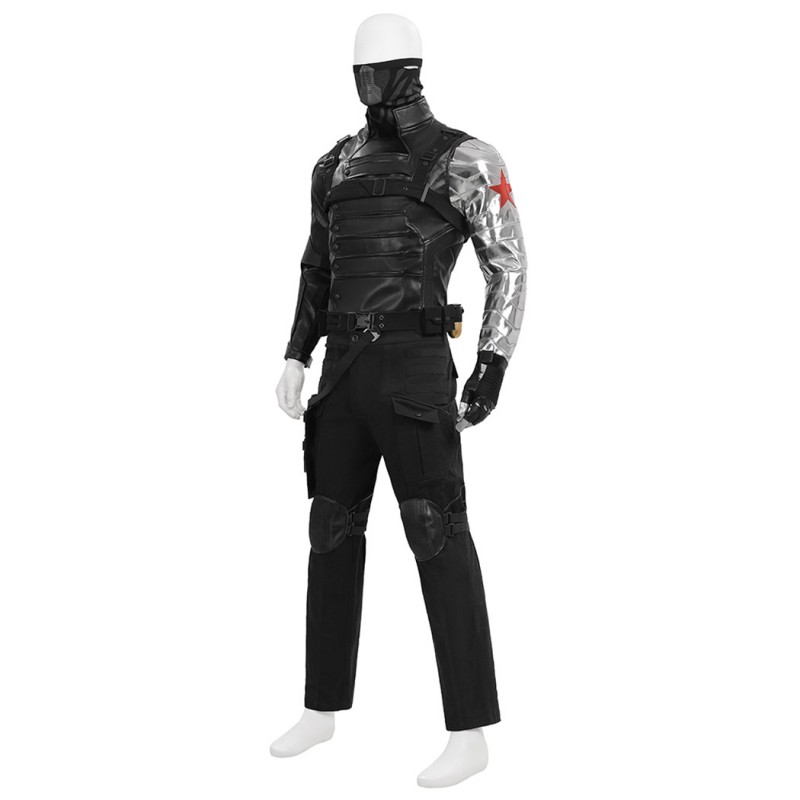 Captain America The Winter Soldier Cosplay Costume Bucky Barnes Black Suit Full Set