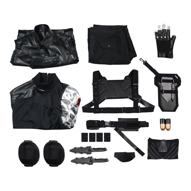 Captain America The Winter Soldier Cosplay Costume Bucky Barnes Black Suit Full Set