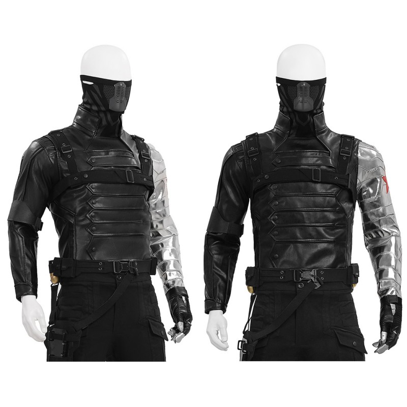 Captain America The Winter Soldier Cosplay Costume Bucky Barnes Black Suit Full Set