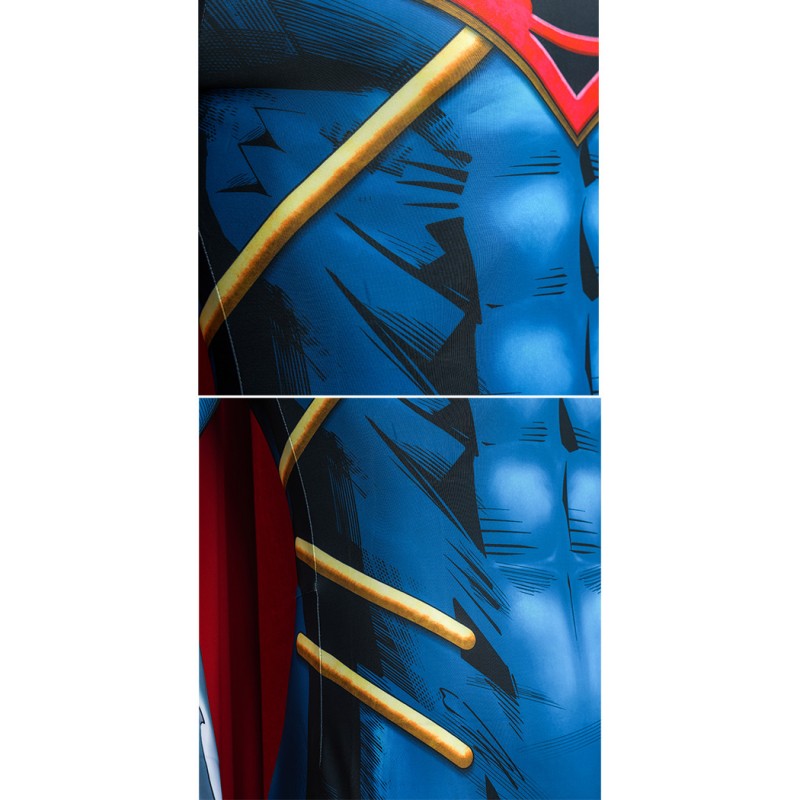 Superboy-Prime Cosplay Costume Superhero Jumpsuit Printed Suit for Men