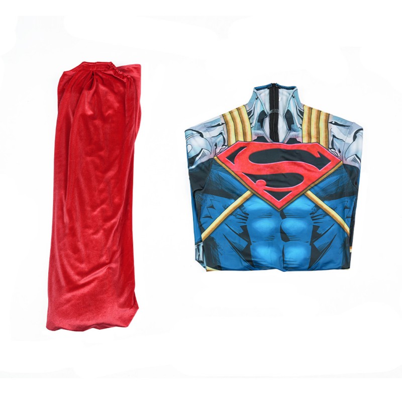 Superboy-Prime Cosplay Costume Superhero Jumpsuit Printed Suit for Men