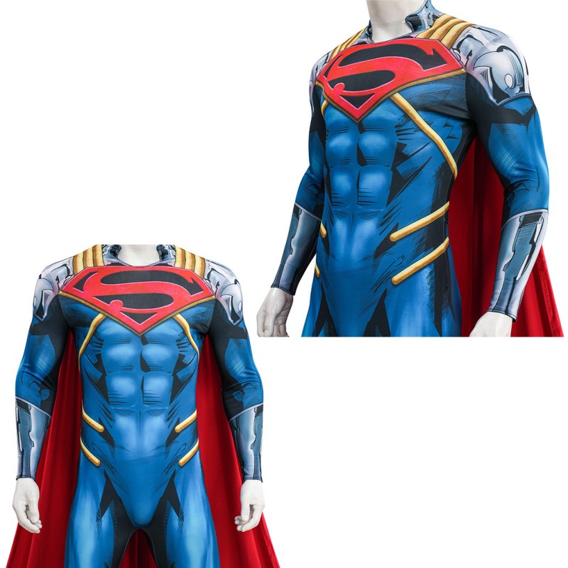 Superboy-Prime Cosplay Costume Superhero Jumpsuit Printed Suit for Men