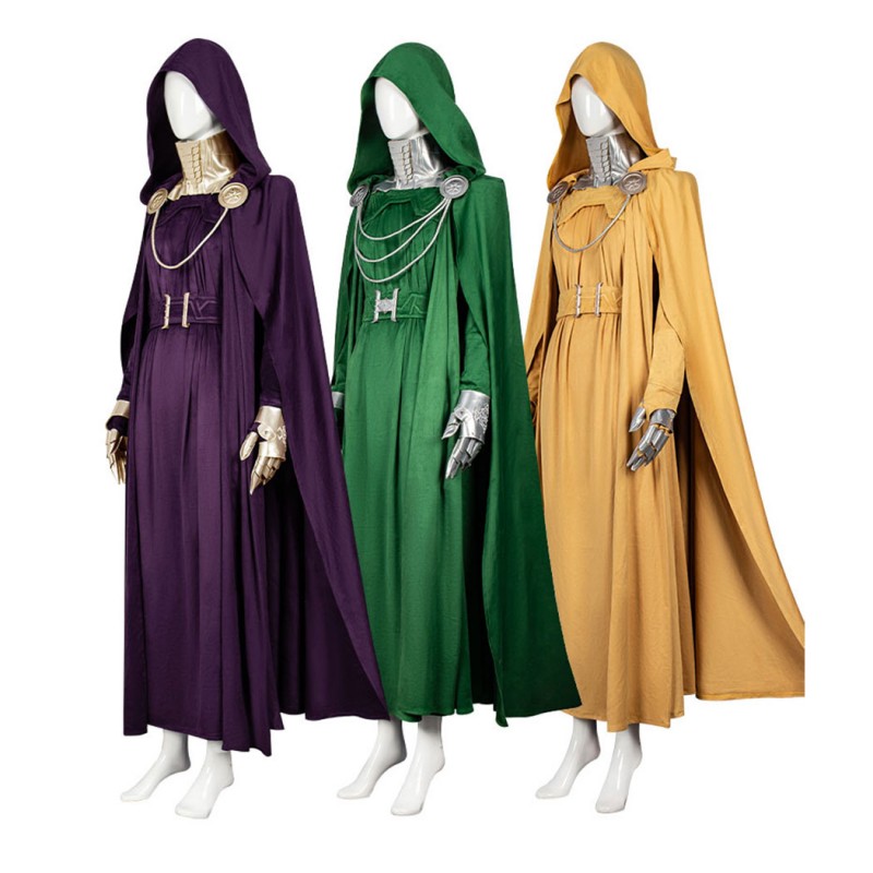 Avengers Doomsday Latveria Witch Robe Cosplay Costume Green Yellow Purple Cloak Women Cape Suit