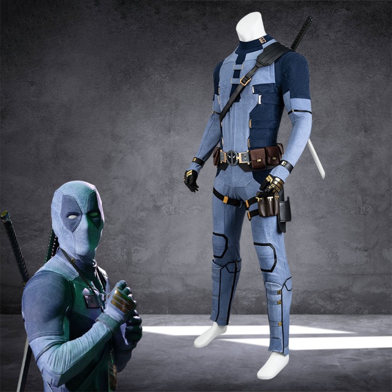 Jeanpool Deadpool Costume Ryan Reynolds Blue Denim Cosplay Suit