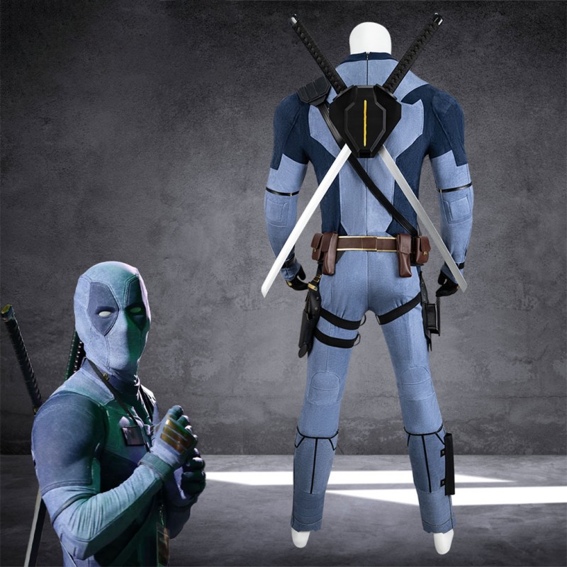 Jeanpool Deadpool Costume Ryan Reynolds Blue Denim Cosplay Suit