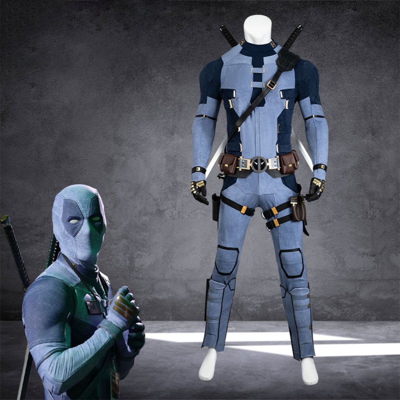 Jeanpool Deadpool Costume Ryan Reynolds Blue Denim Cosplay Suit