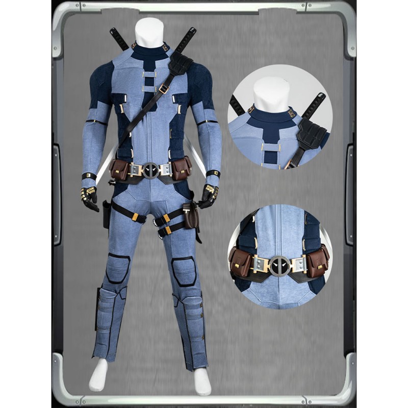 Jeanpool Deadpool Costume Ryan Reynolds Blue Denim Cosplay Suit