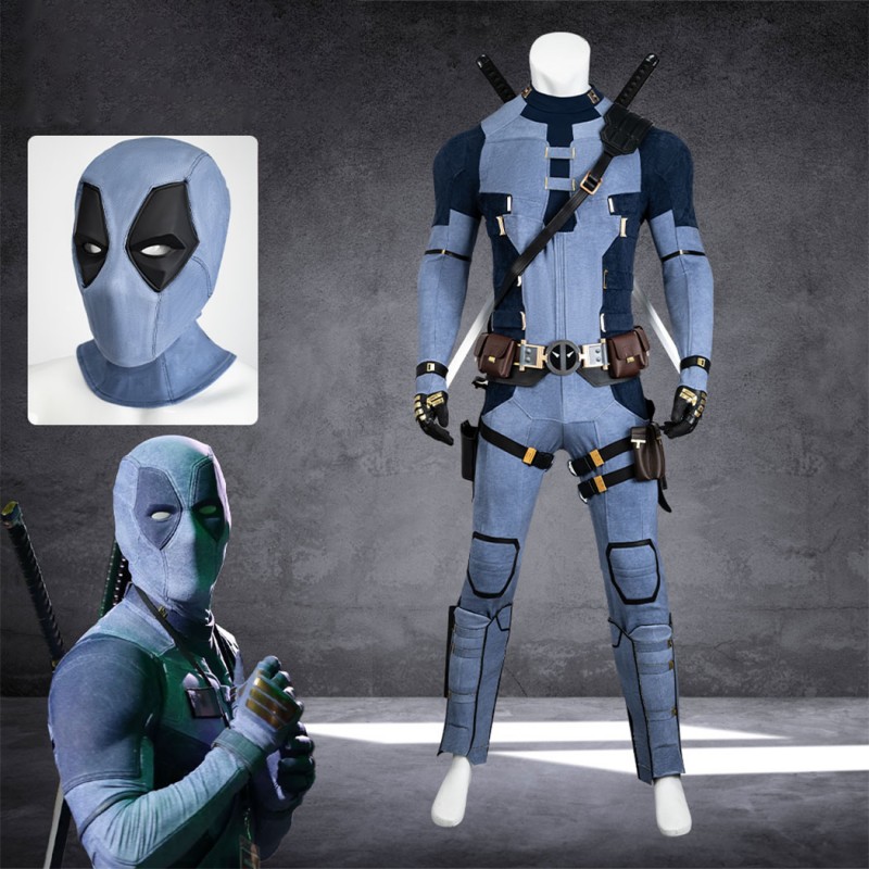 Jeanpool Deadpool Costume Ryan Reynolds Blue Denim Cosplay Suit