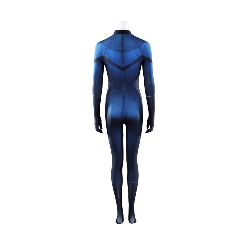 Invisible Woman Fantastic Four 2005 Cosplay Costume Susan Storm Navy Polyester Printed Jumpsuit