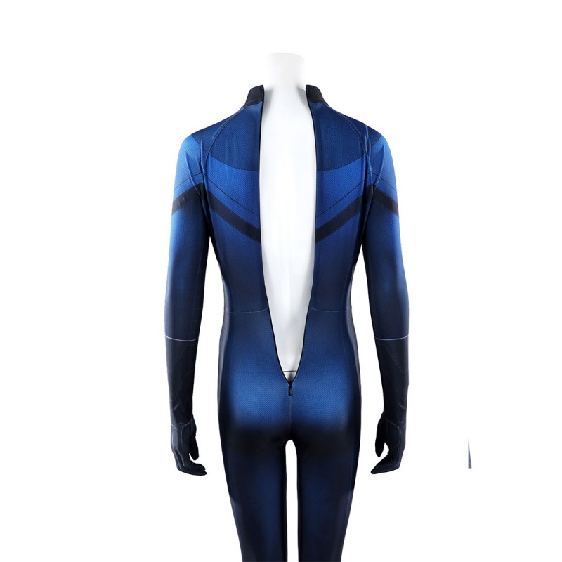 Invisible Woman Fantastic Four 2005 Cosplay Costume Susan Storm Navy Polyester Printed Jumpsuit
