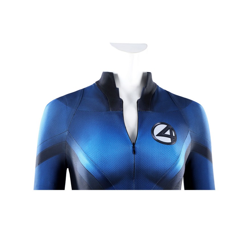 Invisible Woman Fantastic Four 2005 Cosplay Costume Susan Storm Navy Polyester Printed Jumpsuit