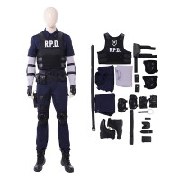 Clearance Sale - Male Large Size Resident Evil 2 Leon Scott Kennedy Cosplay Costumes with Shoes 9.5 US