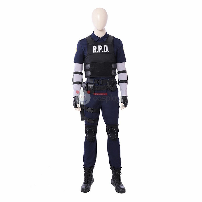 Clearance Sale - Male Large Size Resident Evil 2 Leon Scott Kennedy Cosplay Costumes with Shoes 9.5 US