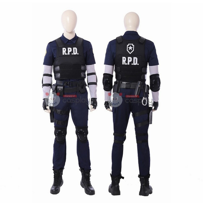 Clearance Sale - Male Large Size Resident Evil 2 Leon Scott Kennedy Cosplay Costumes with Shoes 9.5 US
