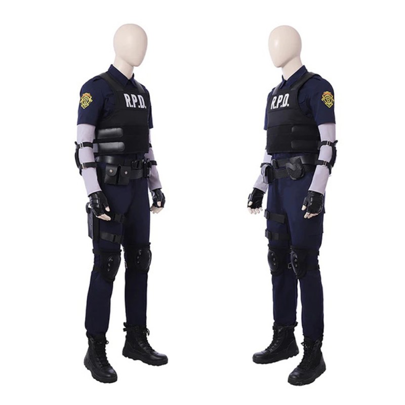 Clearance Sale - Male Large Size Resident Evil 2 Leon Scott Kennedy Cosplay Costumes with Shoes 9.5 US