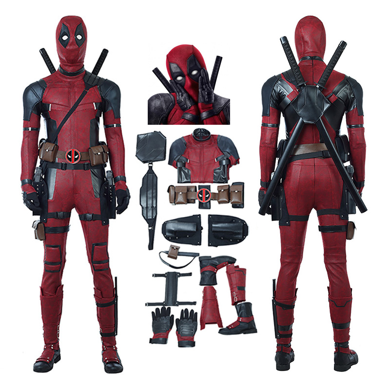 Deadpool 2 cosplay costume pour homme Rouge Combinaison Ensemble complet Halloween custom made NEW 