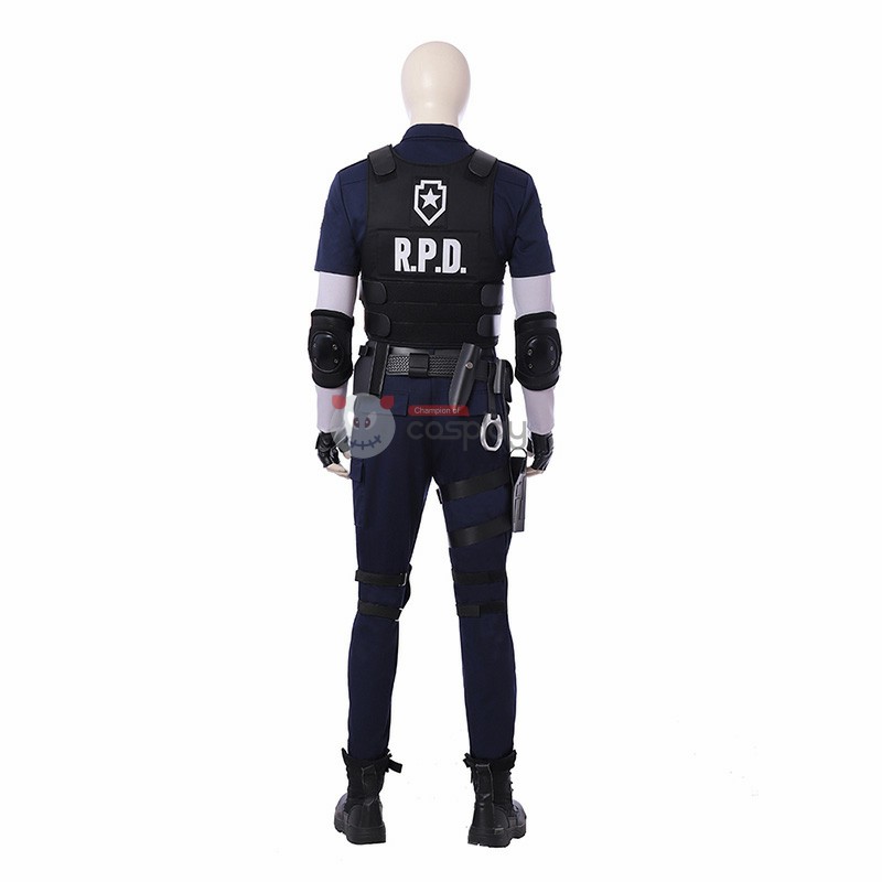 Clearance Sale - Male Large Size Resident Evil 2 Leon Scott Kennedy Cosplay Costumes with Shoes 9.5 US