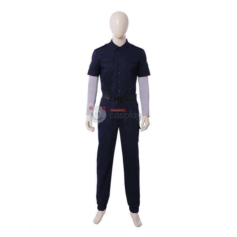 Clearance Sale - Male Large Size Resident Evil 2 Leon Scott Kennedy Cosplay Costumes with Shoes 9.5 US