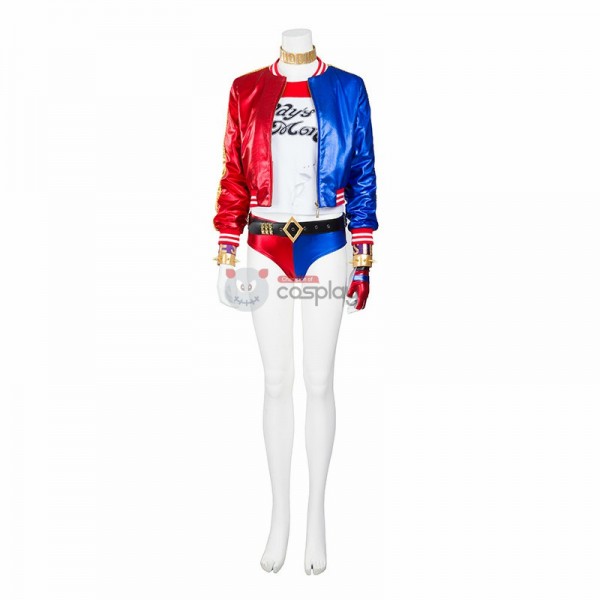 The Suicide Squad Harley Quinn Cosplay Costume Leather Deluxe Full Set lot